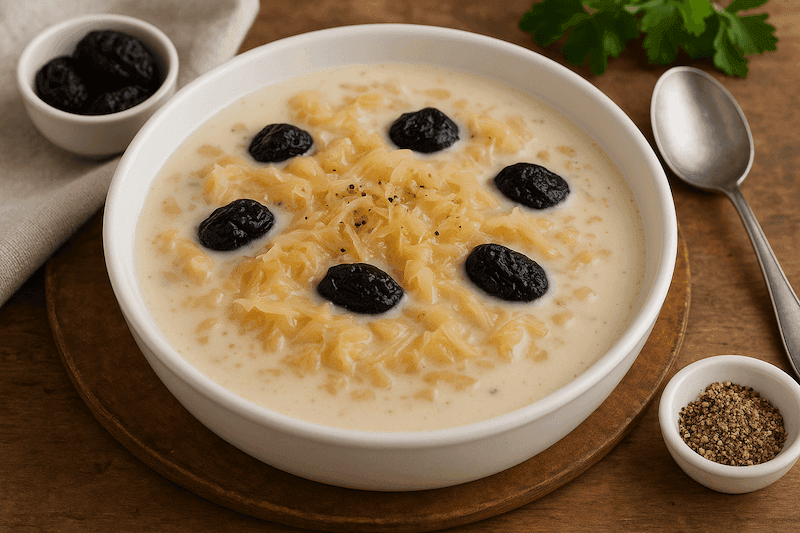 Biela kapustnica so sušenými slivkami